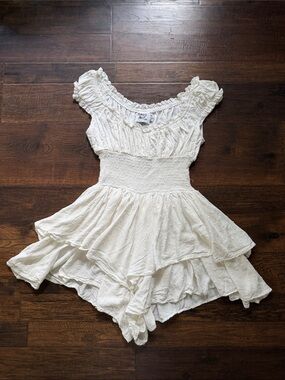 Princess Polly White Ruffled Smocked Mini Dress